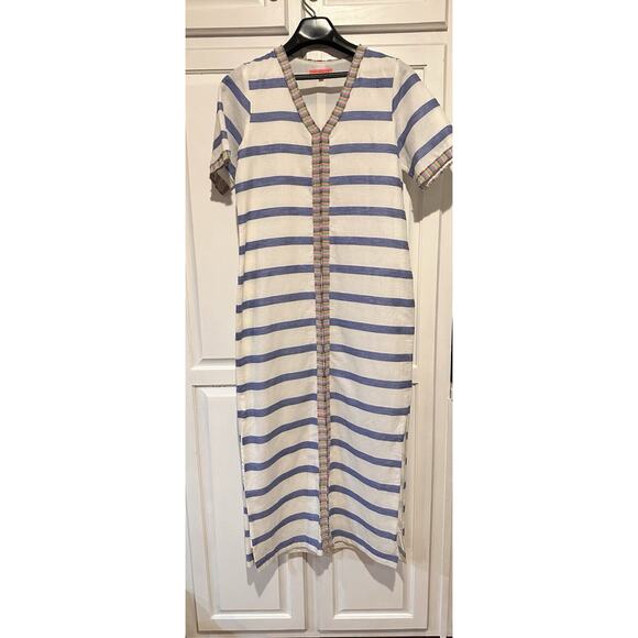 Vilagallo Linen Madison Maxi Dress Size 38 Striped Resort Coastal Vacation - Picture 1 of 16